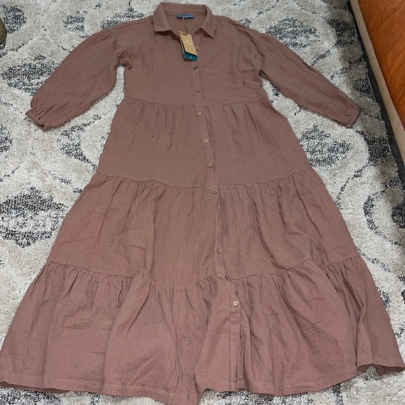 Pastel women’s Boho modest Tiered Maxi/MIDI - Picture 3 of 6